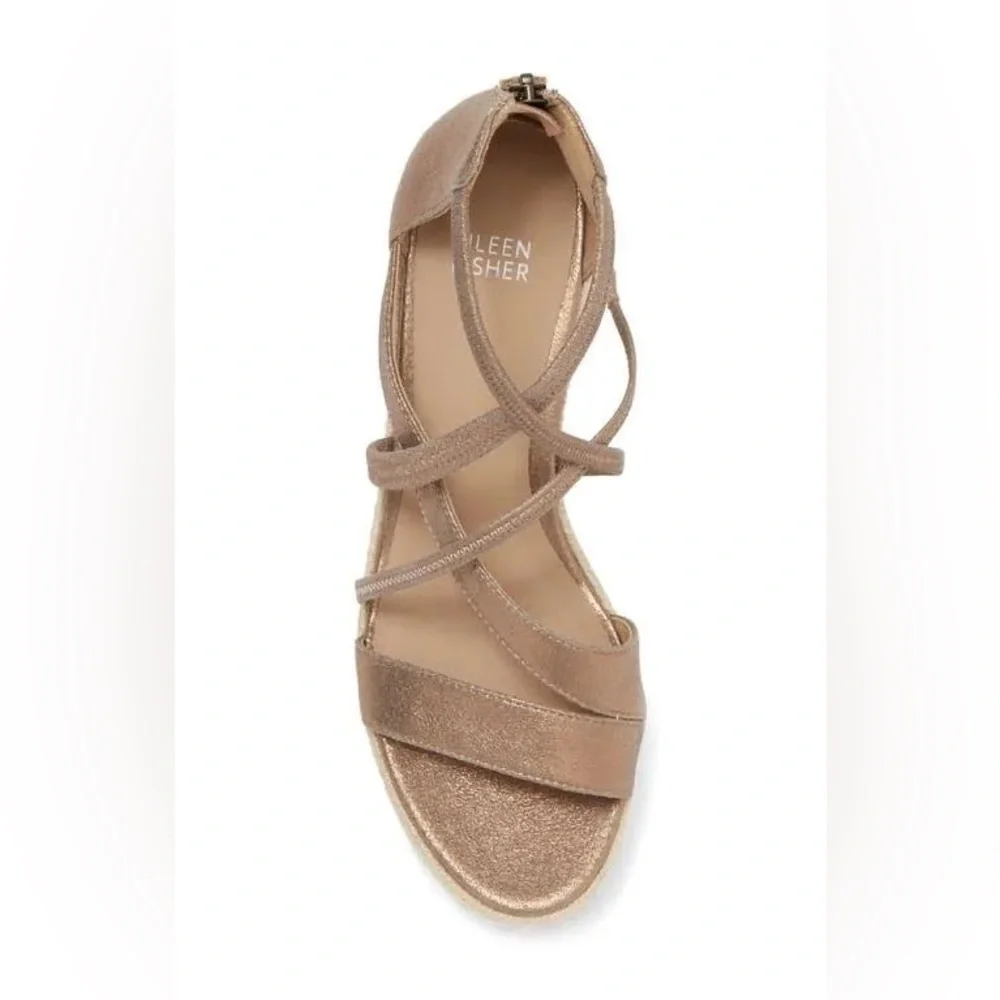 NEW! Eileen Fisher Wanda Metallic Suede Espadrille - Size 8.5